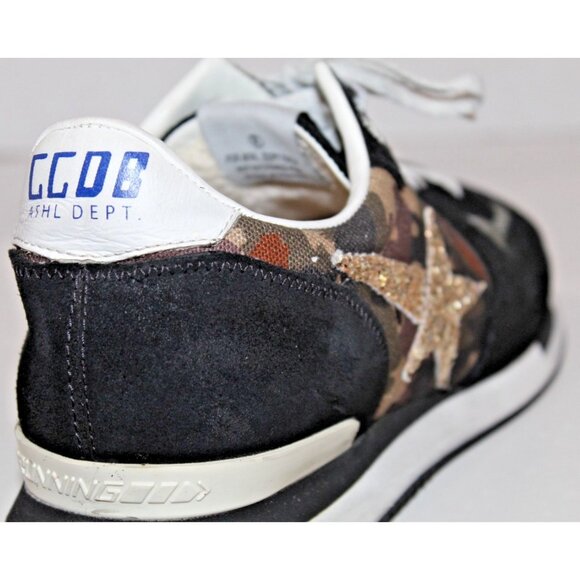 GOLDEN GOOSE GGDB RUNNING Gray Black Camo MultiColor EU 37 US 7 Womens Sneakers - Picture 1 of 15